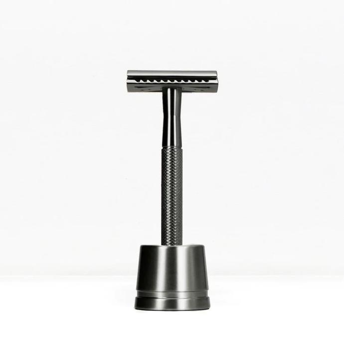 Maquineta d'afeitar (negre) amb suport