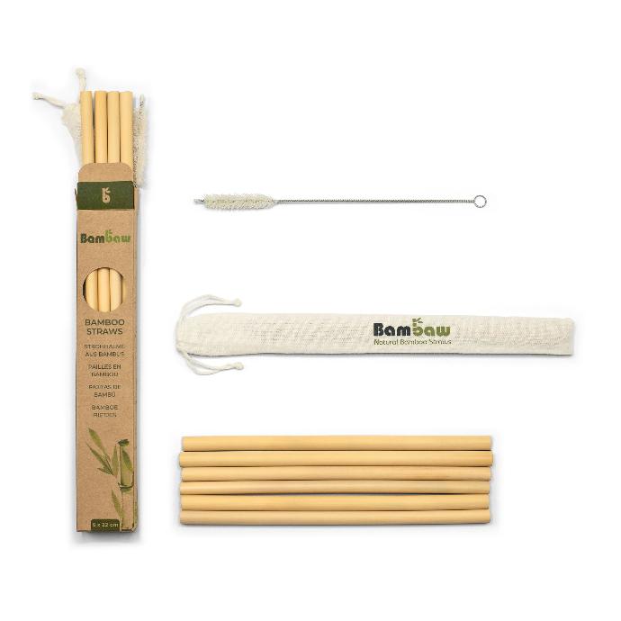  Pajitas de bambú 22cm – cajita de 6 unidades